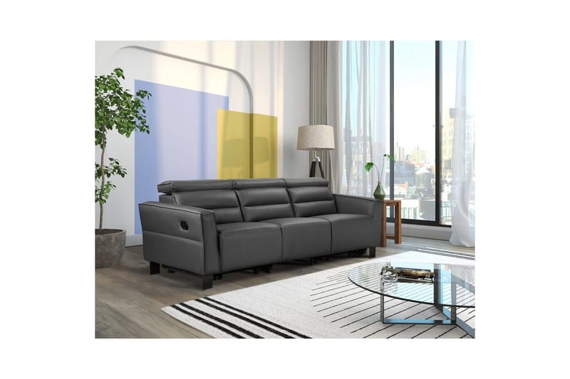 Carpari Djup 3-sits Biosoffa med Recliner i Tyg - Grå - Möbler - Soffa - Biosoffa & reclinersoffa - 3 sits biosoffa & reclinersoffa