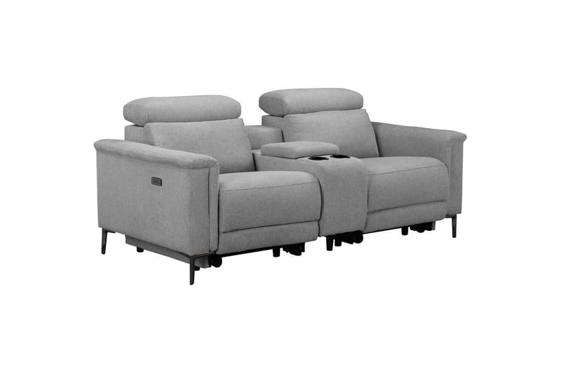 Lund 2-sits Reclinersoffa 194 cm med Förvaring i Manchestertyg, Grå