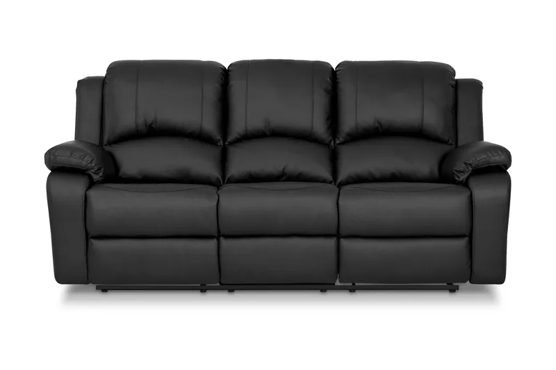 Norbo Skön Reclinersoffa 3 sits Konstläder - Fällbar soffa - Biosoffa, Svart