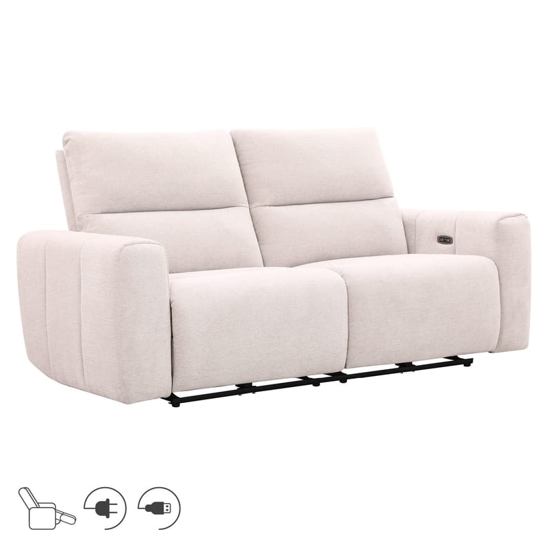 Reclinersoffa Ödmark 3-sits med elektrisk mekanism, ljusbeige