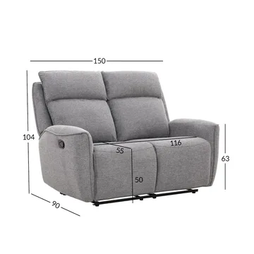 Reclinersoffa Östvik 2-sits med manuell mekanism - grå - Möbler - Soffa - Biosoffa & reclinersoffa - 2 sits biosoffa & reclinersoffa