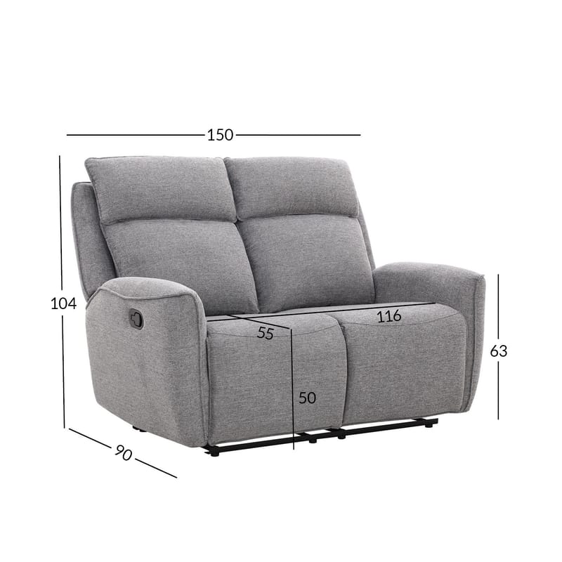Reclinersoffa Östvik 2-sits med manuell mekanism - grå - Möbler - Soffa - Biosoffa & reclinersoffa - 2 sits biosoffa & reclinersoffa