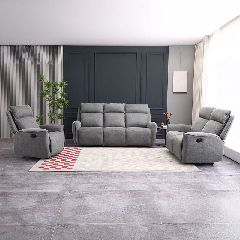 Reclinersoffa Östvik 2-sits med manuell mekanism - grå - Möbler - Soffa - Biosoffa & reclinersoffa - 2 sits biosoffa & reclinersoffa