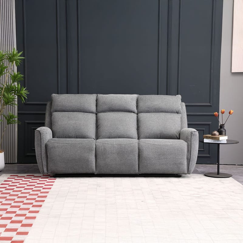 Reclinersoffa Östvik 3-sits med manuell mekanism - grå - Möbler - Soffa - Biosoffa & reclinersoffa - 3 sits biosoffa & reclinersoffa