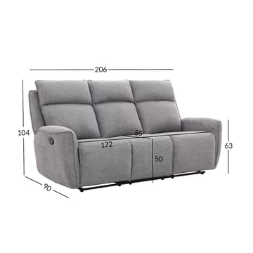Reclinersoffa Östvik 3-sits med manuell mekanism - grå - Möbler - Soffa - Biosoffa & reclinersoffa - 3 sits biosoffa & reclinersoffa