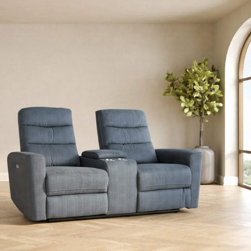 Reclinersoffa Darvi 2-sits med elektrisk mekanism - blå - Möbler - Soffa - Biosoffa & reclinersoffa - 2 sits biosoffa & reclinersoffa