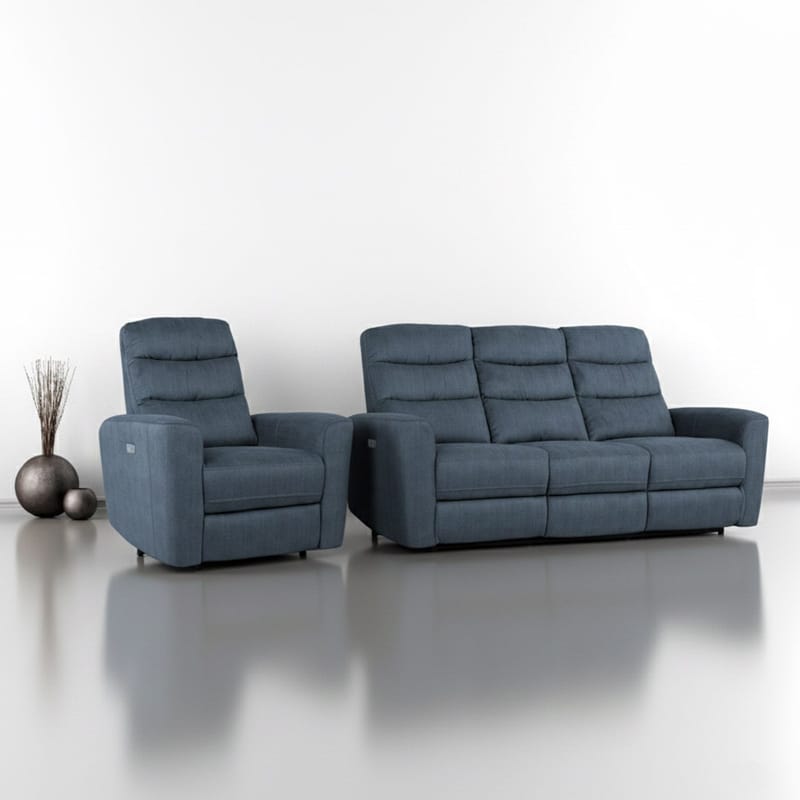 Reclinersoffa Darvi 3-sits med elektrisk mekanism - blå - Möbler - Soffa - Biosoffa & reclinersoffa - 3 sits biosoffa & reclinersoffa