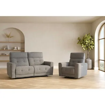 Reclinersoffa Glendor 2-sits med elektrisk mekanism - Grå - Möbler - Soffa - Biosoffa & reclinersoffa - 2 sits biosoffa & reclinersoffa
