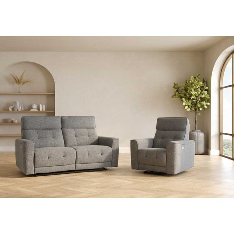 Reclinersoffa Glendor 2-sits med elektrisk mekanism - Grå - Möbler - Soffa - Biosoffa & reclinersoffa - 2 sits biosoffa & reclinersoffa