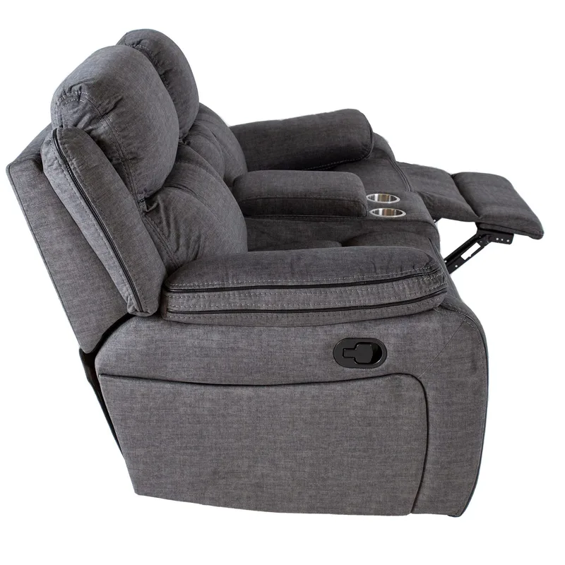 Reclinersoffa Iskmar 2-sits med manuell mekanism - grå - Möbler - Soffa - Biosoffa & reclinersoffa - 2 sits biosoffa & reclinersoffa
