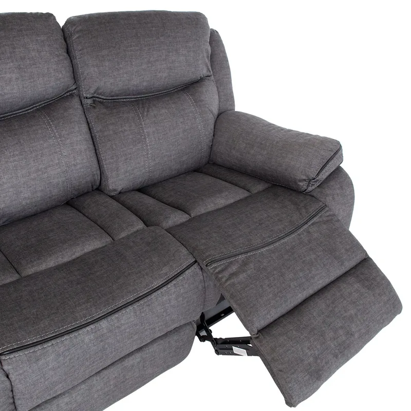 Reclinersoffa Iskmar 3-sits med manuell mekanism - Grå - Möbler - Soffa - Biosoffa & reclinersoffa - 3 sits biosoffa & reclinersoffa