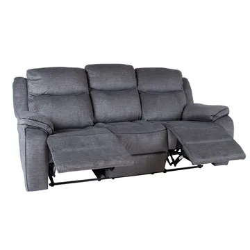 Reclinersoffa Iskmar 3-sits med manuell mekanism - Grå - Möbler - Soffa - Biosoffa & reclinersoffa - 3 sits biosoffa & reclinersoffa
