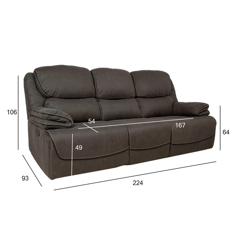 Reclinersoffa Sälmar 3-sits med manuell mekanism - grå - Möbler - Soffa - Biosoffa & reclinersoffa - 3 sits biosoffa & reclinersoffa
