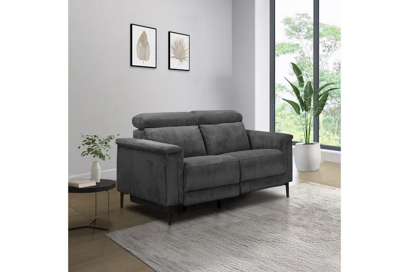 Reclinersoffa utan hörn Loft24 Lund Reclinersoffa 2-sits Grå - Möbler - Soffa - Biosoffa & reclinersoffa - 2 sits biosoffa & reclinersoffa