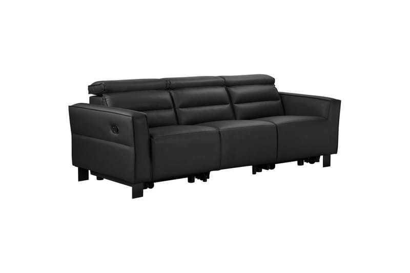 Reclinersoffa utan hörn Loft24 Soffa 3-sits Loft24 Carpari med 2 Manuella Fällbara Fotstöd Black Belfast fabric - Möbler - Soffa - Biosoffa & reclinersoffa - 3 sits biosoffa & reclinersoffa
