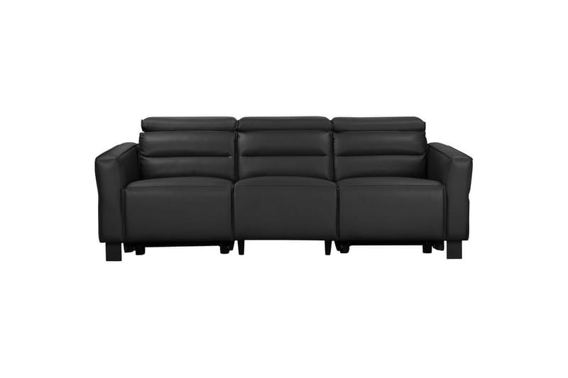Reclinersoffa utan hörn Loft24 Soffa 3-sits Loft24 Carpari med 2 Manuella Fällbara Fotstöd Black Belfast fabric