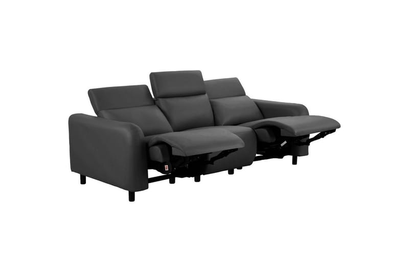 Reclinersoffa utan hörn Loft24 Soffa 3-sits Loft24 Skaane med 2 manuella vilstolar Grey Artificial leather - Möbler - Soffa - Biosoffa & reclinersoffa