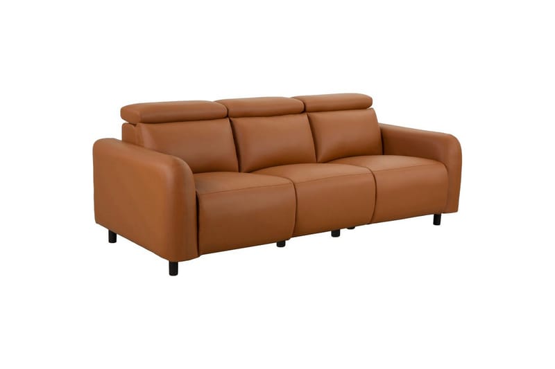 Skaane Djup 3-sits Biosoffa med Recliner och Rundade Armstöd i Läder - Brun - Möbler - Soffa - Biosoffa & reclinersoffa