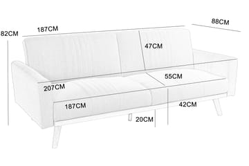 Borlänge grå bäddsoffa 207 cm bred - Ljusgrå - Möbler - Soffa - Bäddsoffa