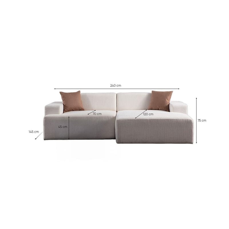 Branorin 3-sits Hörnsoffa - Krämvit - Möbler - Soffa - Divansoffor & schäslongsoffa