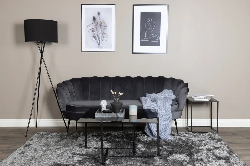 Calais 3-sits Svängd Soffa 180 cm i Sammet - Mörkgrå - Möbler - Soffa - Sammetssoffa