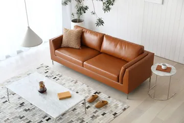 Cansas 3-sits soffa brunt konstläder - 200 cm lång - Cognac matt - Möbler - Soffa - Skinnsoffor