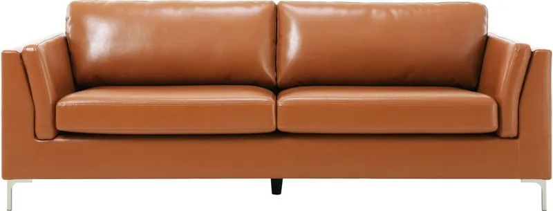 Cansas 3-sits soffa brunt konstläder - 200 cm lång, Cognac matt