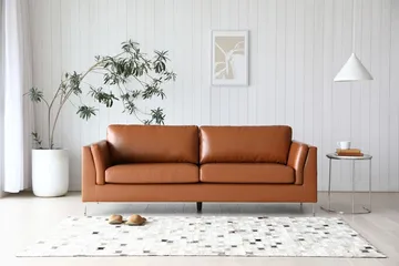 Cansas 3-sits soffa brunt konstläder - 200 cm lång - Cognac matt - Möbler - Soffa - Skinnsoffor
