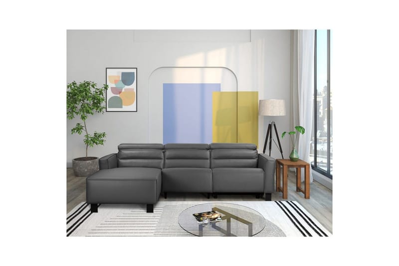 Carpari 3-sits Vänstervänd L-formad Hörnsoffa 263 cm med Recliner i Tyg - Grå - Möbler - Soffa - Skinnsoffor