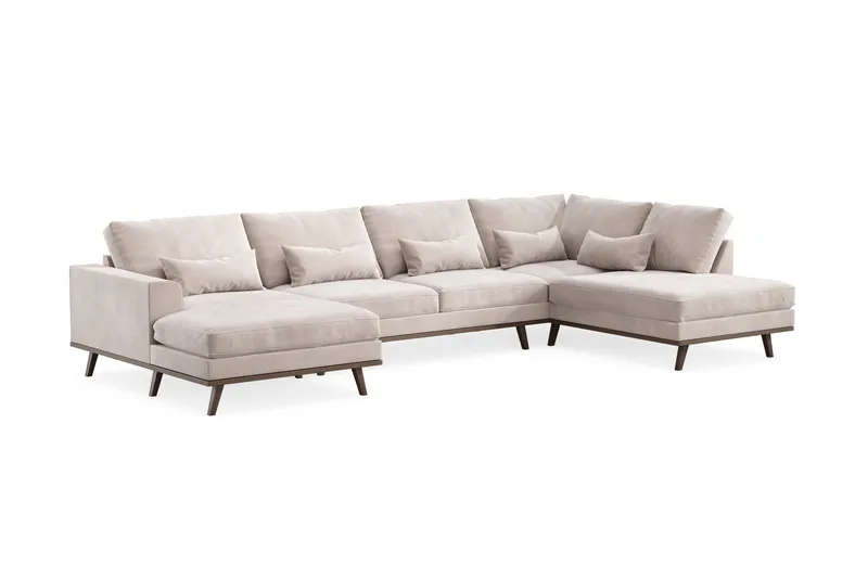 Copenhagen 5-sits Högervänd U-formad Large Soffa med Divan och Schäslong i Sammet - Beige - Möbler - Soffa - U-soffa