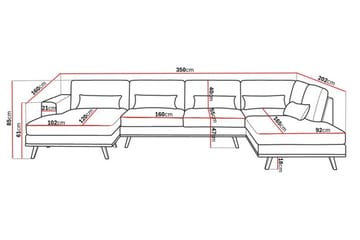 Copenhagen 5-sits Högervänd U-formad Large Soffa med Divan och Schäslong i Sammet - Beige - Möbler - Soffa - U-soffa