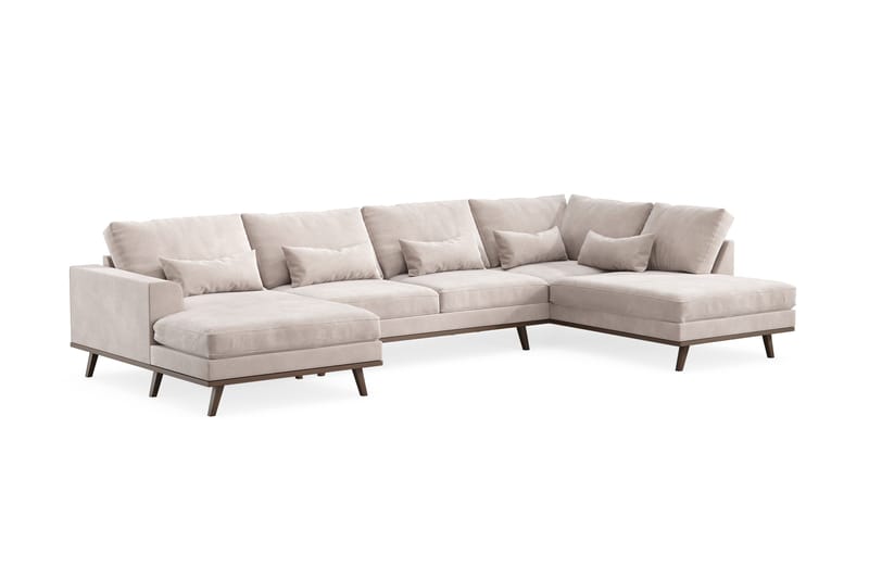 Copenhagen 5-sits Högervänd U-formad Large Soffa med Divan och Schäslong i Sammet - Beige - Möbler - Soffa - U-soffa