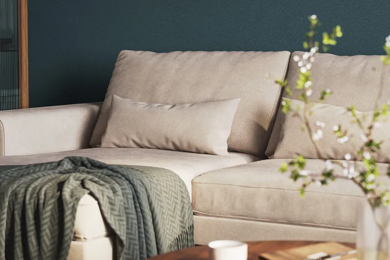 Copenhagen 5-sits Högervänd U-formad Large Soffa med Divan och Schäslong i Sammet - Beige - Möbler - Soffa - U-soffa