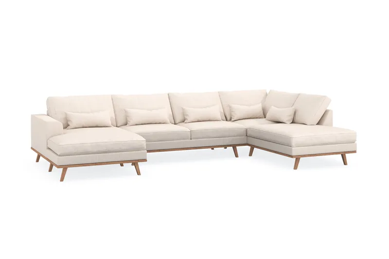 Copenhagen 5-sits Högervänd U-formad Soffa med Divan och Schäslong i Manchester - Beige - Möbler - Soffa - U-soffa