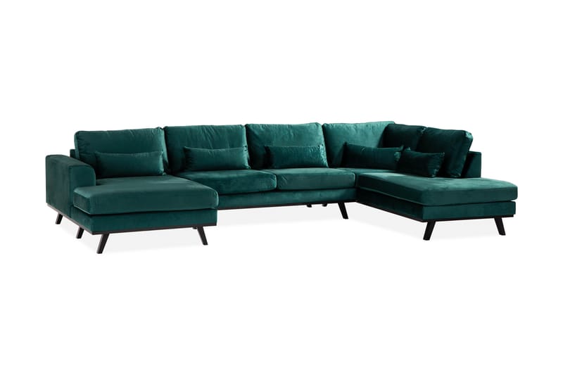 Copenhagen 5-sits Högervänd U-formad Soffa med Divan och Schäslong i Sammet - Grön - Möbler - Soffa - Sammetssoffa