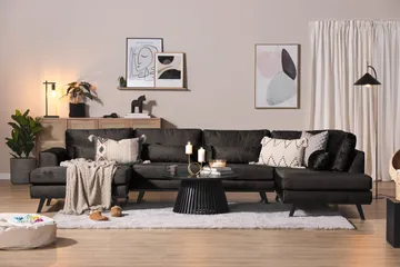 Copenhagen 5-sits Högervänd U-formad Soffa med Divan och Schäslong i Sammet - Mörkgrå - Möbler - Soffa - Sammetssoffa