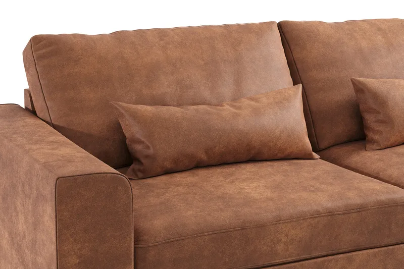 Copenhagen 6-sits L-formad Hörnsoffa i Konstläder - Brun - Möbler - Soffa - Hörnsoffa