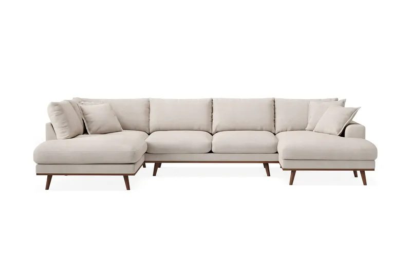 Copenhagen Premium 5-sits Vänstervänd U-formad Djup Soffa med Divan och Schäslong i Tyg, Beige