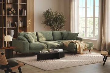 Copenhagen Premium 4-sits Högervänd L-formad Djup Divansoffa i Chenille - Grön - Möbler - Soffa - Divansoffor & schäslongsoffa