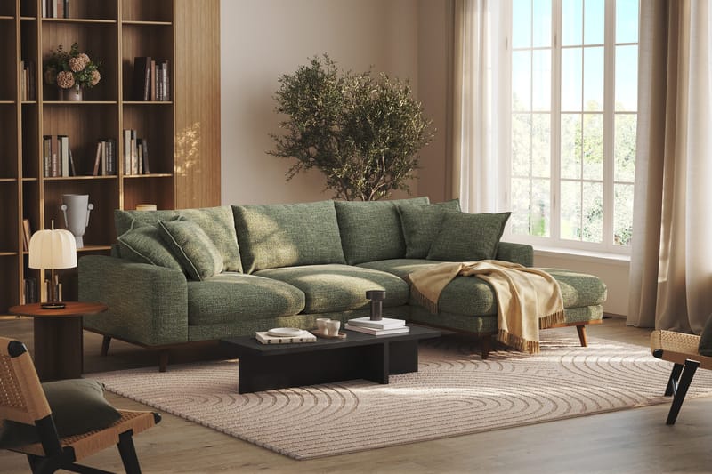 Copenhagen Premium 4-sits Högervänd L-formad Djup Divansoffa i Chenille - Grön - Möbler - Soffa - Divansoffor & schäslongsoffa