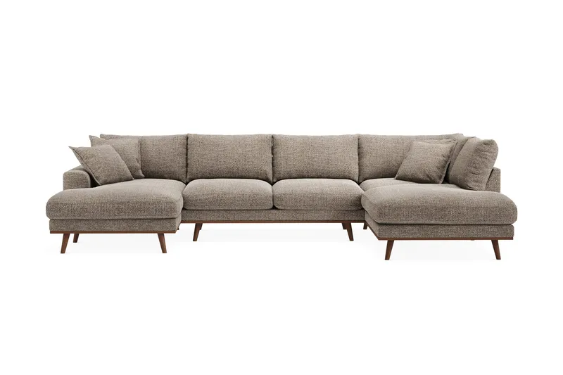 Copenhagen Premium 5-sits Högervänd U-formad Djup Soffa med Divan och Schäslong i Chenille, Brun