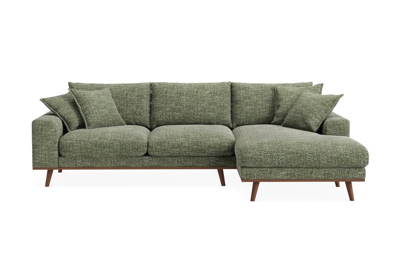 Copenhagen Premium 4-sits Högervänd L-formad Djup Divansoffa i Chenille, Grön
