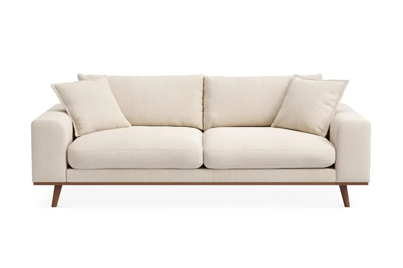 Copenhagen Premium Djup 3-sits Soffa i Chenille, Ljusbeige