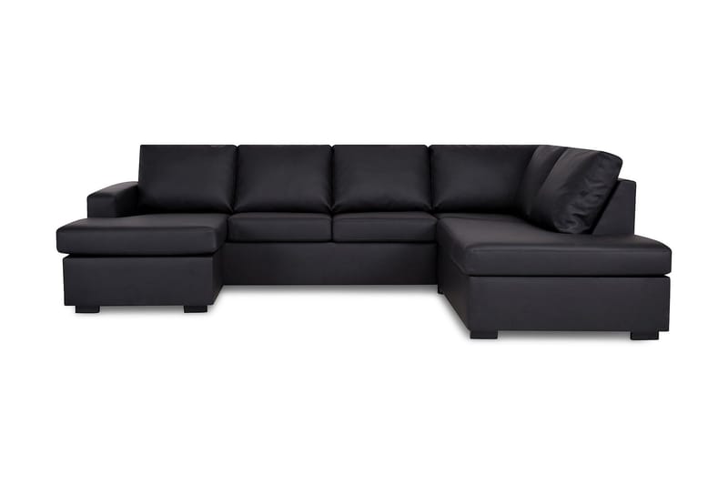 Crazy 4-sits Högervänd U-formad Large Soffa med Divan och Schäslong i Konstläder, Svart