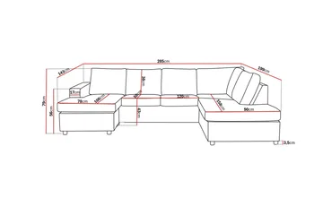 Crazy 4-sits Högervänd U-formad Large Soffa med Divan och Schäslong i Tyg - Antracit - Möbler - Soffa - U-soffa