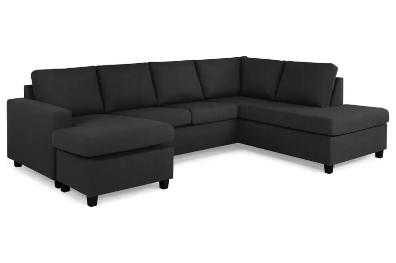 Crazy 4-sits Högervänd U-formad Large Soffa med Divan och Schäslong i Tyg - Antracit - Möbler - Soffa - U-soffa