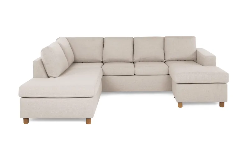 Crazy 4-sits Vänstervänd U-formad Large Soffa med Divan och Schäslong i Tyg, Beige