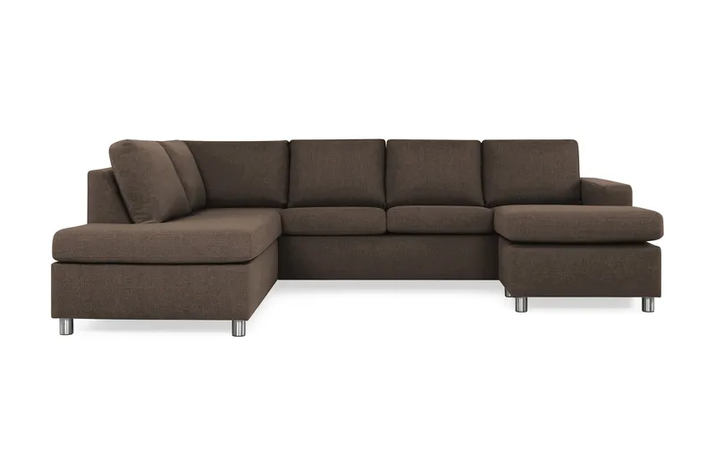 Crazy 4-sits Vänstervänd U-formad Large Soffa med Divan och Schäslong i Tyg, Brun