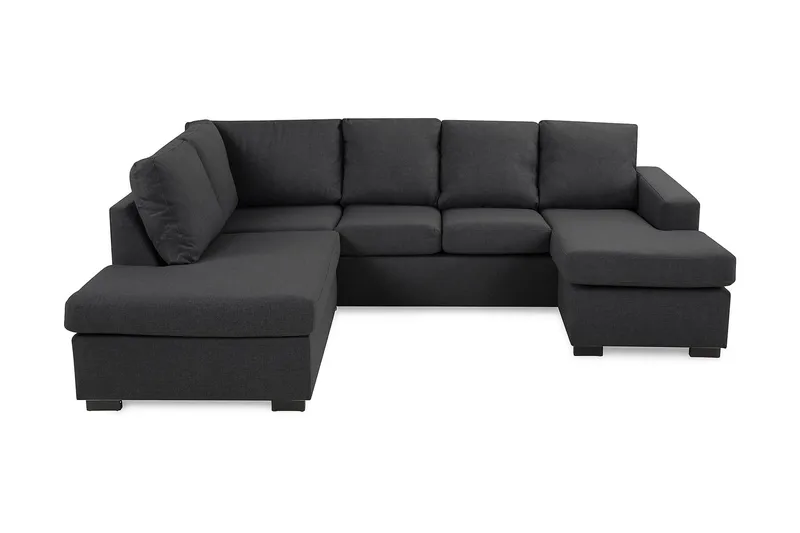 Crazy 4-sits Vänstervänd U-formad Small Soffa med Divan och Schäslong i Tyg, Mörkgrå
