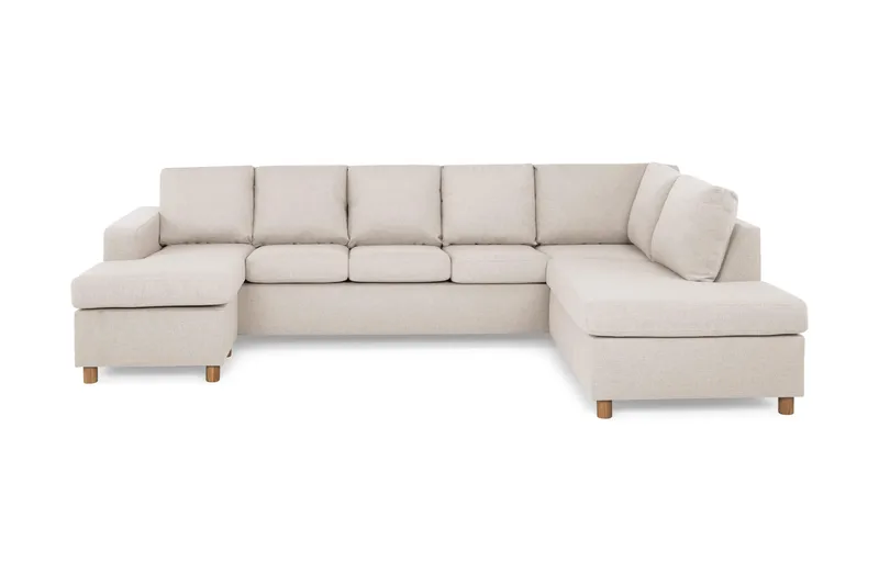 Crazy 5-sits Högervänd U-formad X-Large Soffa med Divan och Schäslong i Tyg, Beige